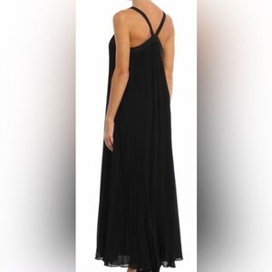 MICHAEL Michael Kors Navy Blue Estrada Pleated Georgette Maxi Dress